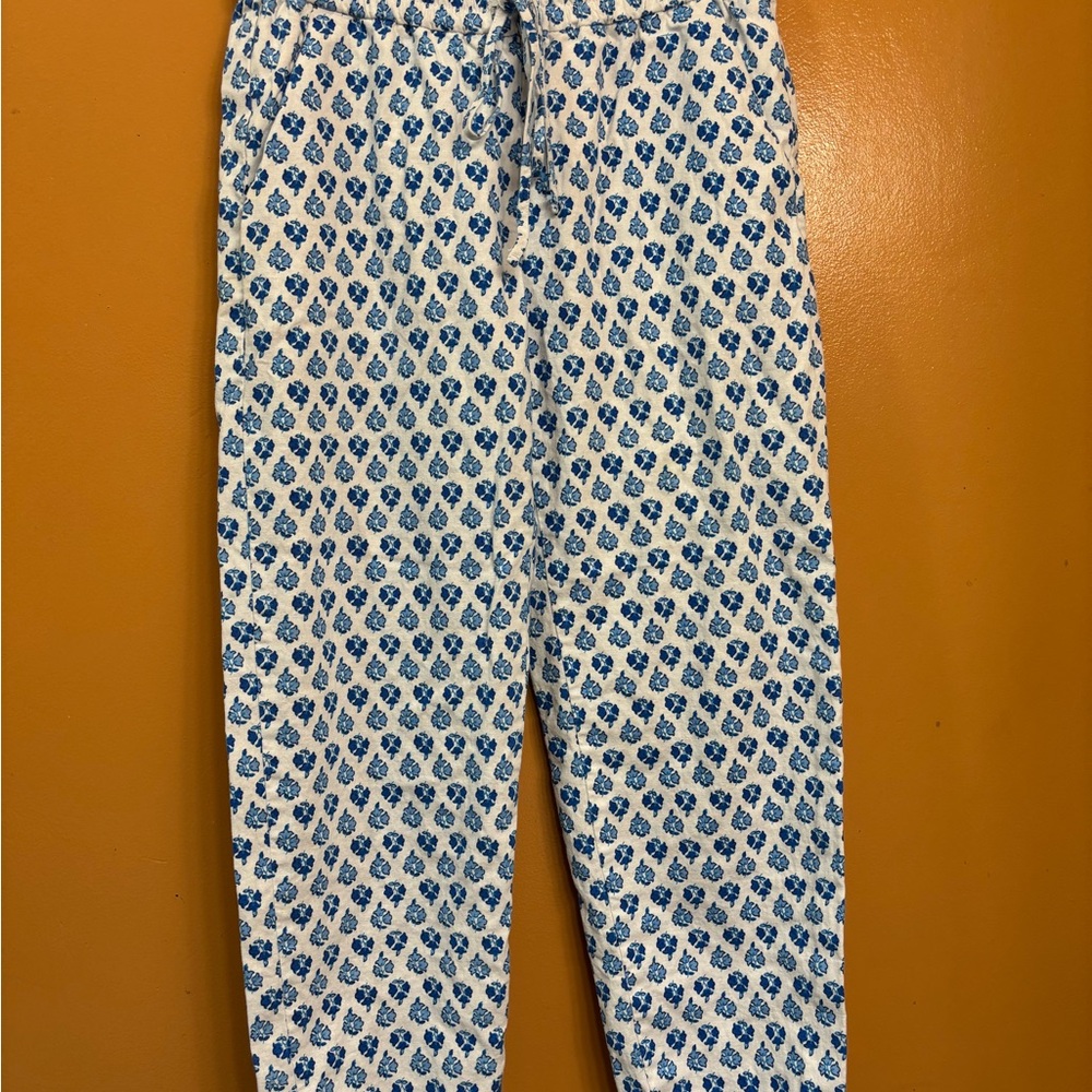 J. Crew Blue and White Patterned Joggers